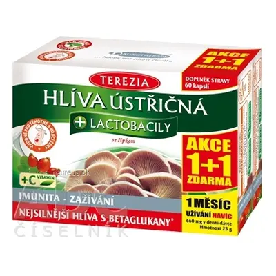 TEREZIA COMPANY s.r.o. TEREZIA HLÍVA ÚSTŘIČNÁ + LAKTOBACILY se šipkami (AKCE 1 + 1), cps 60 + 60