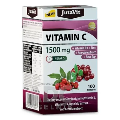 JuvaPharma Kft. JutaVit Vitamin C 1500 mg tbl s postupným uvolňováním, s vitaminem D3, zinkem, š