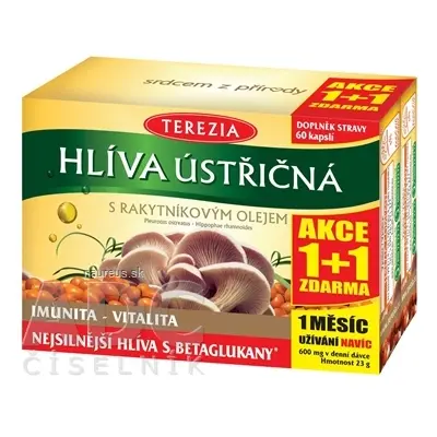 TEREZIA COMPANY s.r.o. TEREZIA HLÍVA ÚSTŘIČNÁ S rakytníkovým olejem AKCE 1 + 1, cps 60 + 60 zdar