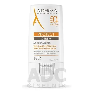 Pierre Fabre Dermo-cosmétique A-DERMA PROTECT X-TREM STICK 50+ transparentní tyčinka 1x8 g 8g