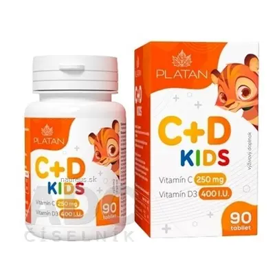 VULM s.r.o. PLATAN Vitamin C + D KIDS cucavé tablety 1x90 ks