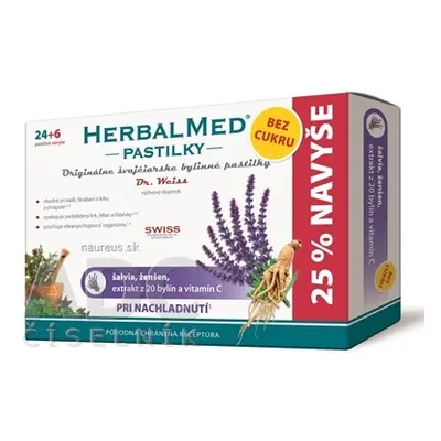 Simply You Pharmaceuticals a.s. HERBALMED PASTILKY BEZ CUKRU - Dr.Weiss při nachlazení (šalvěj, 