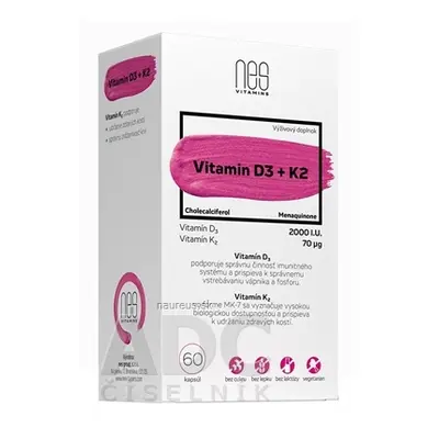 nes group, s. r. o. nesVITAMINS Vitamin D3 2000 IU + K2 70 μg cps 1x60 ks