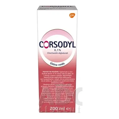 GlaxoSmithKline Slovakia s.r.o. CORSODYL 0,1% roztok 1x200 ml 200 ml