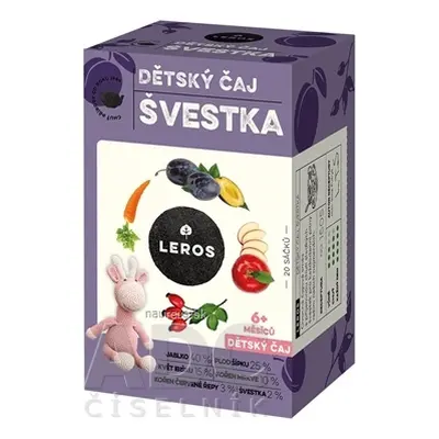 LEROS, s r.o. LEROS DĚTSKÝ ČAJ SLIVKA nálevové sáčky (od 6+ měsíců) 20x2 g (40 g)