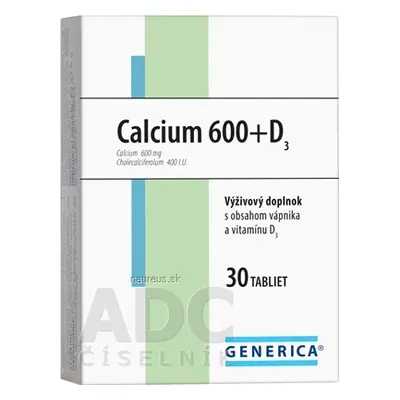 GENERICA spol. s r.o. GENERICA Calcium 600 + D3 tbl 1x30 ks 30 ks