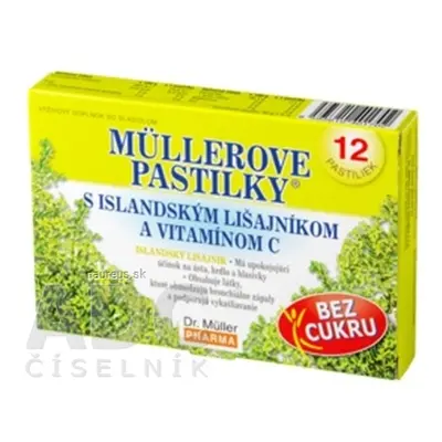 Dr. Müller Pharma s.r.o. MÜLLEROVY PASTILKY S ISLAND. Lišejníků A VIT. C Bez cukru 1x12 ks