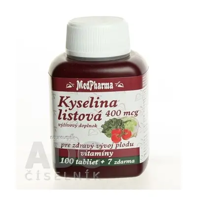 MedPharma, spol. s r.o. MedPharma KYSELINA LISTOVÁ 400 mcg tbl 100 + 7 zdarma (107 ks) 107 ks