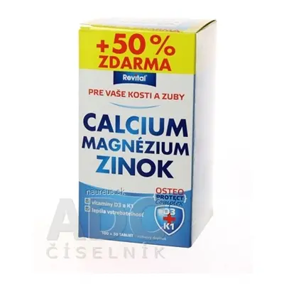 VITAR s.r.o. Revital VÁPNÍK - HOŘČÍK - ZINEK + VITAMÍNY D3 a K1 tbl 100 + 50 zdarma (150 ks) 150