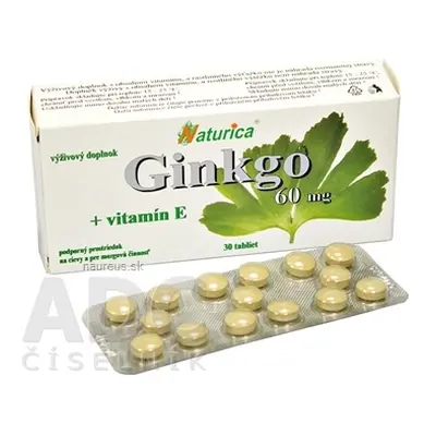 PharmTurica s.r.o. Naturica GINKGO 60 mg + vitamín E tbl 1x30 ks 30 ks