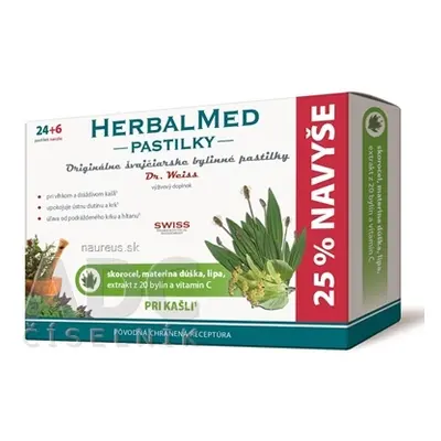 Simply You Pharmaceuticals a.s. HERBALMED PASTILKY při kašli - Dr.Weiss (jitrocel, mat.dúš, lípa