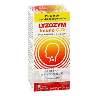 BGS PHARMA, s.r.o. LYZOZYM IMUNO CD SE SELENEM A VITAMINY E a K tbl na cucání 1x40 ks