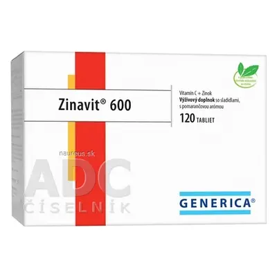 GENERICA spol. s r.o. GENERICA Zinavit 600 s pomerančovou příchutí tbl (vitamín C + Zinek) 1x120