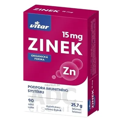 VITAR s.r.o. VITAR Zinek 15 mg tbl 1x90 ks 15mg