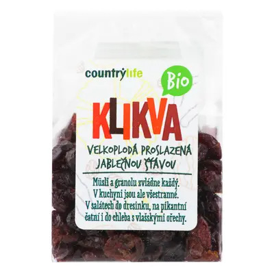 Country Life Klikva velkoplodá proslazená jablečnou šťávou 100 g BIO 100 g