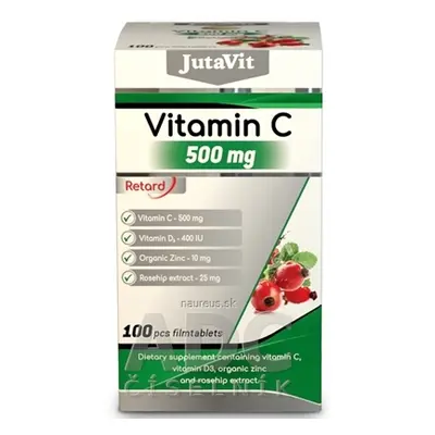 JuvaPharma Kft. JutaVit Vitamin C 500 mg + D3 400 IU + Zinek 15 mg tbl s extraktem ze šipek 1x10