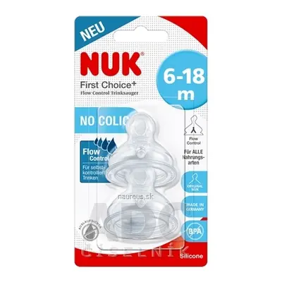 MAPA GmbH NUK FC + hubička Flow Control silikonový dudlík, 6-18m, no-Colic, 1x2 ks