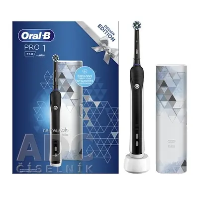 PROCTER & GAMBLE Oral-B PRO 1 750 BLACK DESIGN EDITION elektrický zubní kartáček + cestovní pouz