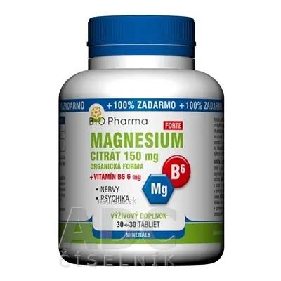 BIO-Pharma s.r.o. BIO Pharma Magnesium citrát 150mg + Vitamin B6 tbl 30 + 30 (100% ZDARMA) (60 k