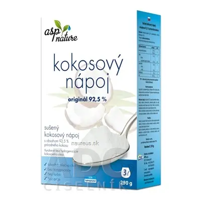 A S P s.r.o. asp KOKOSOVÝ NÁPOJ originál s obsahem 92,5% kokosu, sušený, práškový 1x250 g 250 g