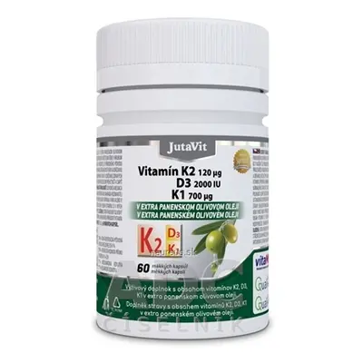 JuvaPharma Kft. JutaVit Vitamin K2 120 µg, D3 2000 IU, K1 700 µg měkké tobolky 1x60 ks