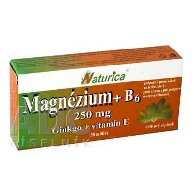 PharmTurica s.r.o. Naturica magnézium 250 mg + B6 + Ginkgo + vitamín E tbl 1x30 ks 30 ks