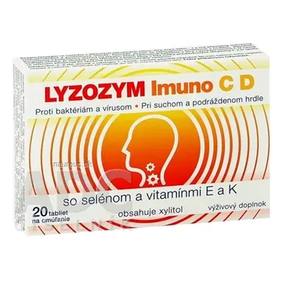 BGS PHARMA, s.r.o. LYZOZYM IMUNO CD SE SELENEM A VITAMINY E a K tbl na cucání 1x20 ks