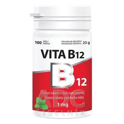 Vitabalans Oy Vitabalans VITA B12 1 mg žvýkací tablety s příchutí máty (inov. 2021) 1x100 ks