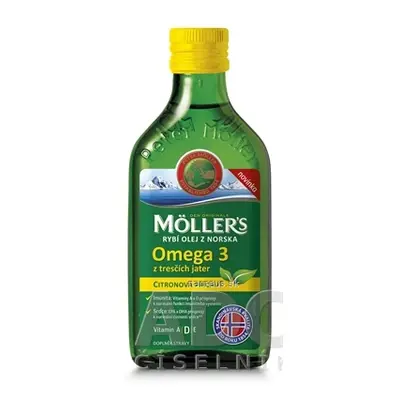 Orkla Health AS MOLLER&#39;S Omega 3 RYBÍ OLEJ Citrónová příchuť z jater tresek 1x250 ml 250 ml