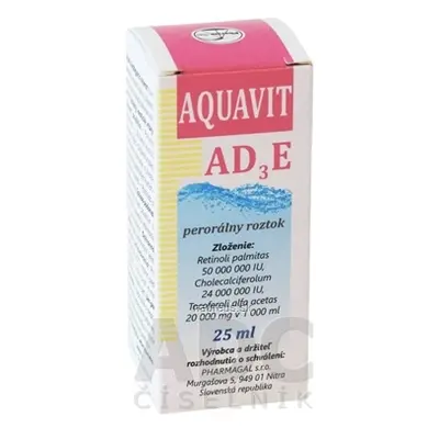 Pharmagal, spol. s.r.o. PharmaGal AQUAVIT AD3E perorální roztok 1x25 ml