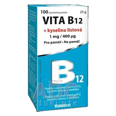 Vitabalans Oy Vitabalans VITA B12 + kyselina listová (1 mg / 400 mcg) pastilky 1x100 ks 100 ks