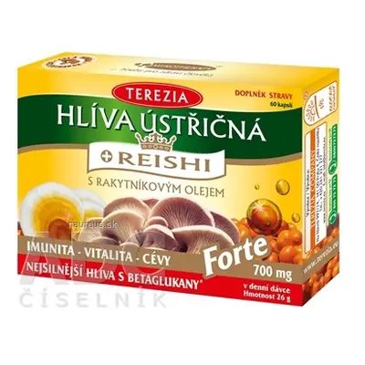 TEREZIA COMPANY s.r.o. TEREZIA HLÍVA ÚSTŘIČNÁ + REISHI s rakytníkovým olejem Forte cps 1x60 ks 6