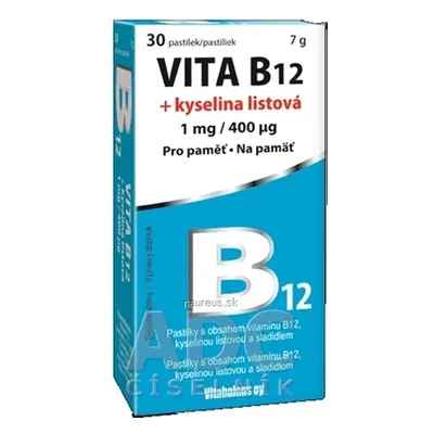 Vitabalans Oy Vitabalans VITA B12 + kyselina listová (1 mg / 400 mcg) pastilky 1x30 ks 30 ks