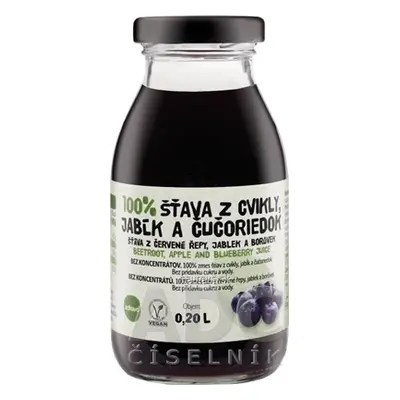 ZDRAVO ORGANIC zdravě 100% ŠŤÁVA Z červené řepy, JABLEK A borůvek 1x200 ml 200ml