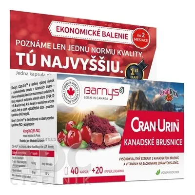 BioPol GN s.r.o. div. Pharma United Ltd. (CAN) Barnys CRAN-urinál KANADSKÉ BRUSINKY cps 40 + 20 