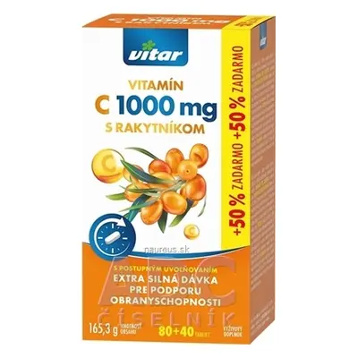 VITAR s.r.o. VITAR VITAMIN C 1000 mg S RAKYTNÍKEM tbl s postupným uvolňováním 80+40 (50% zdarma)