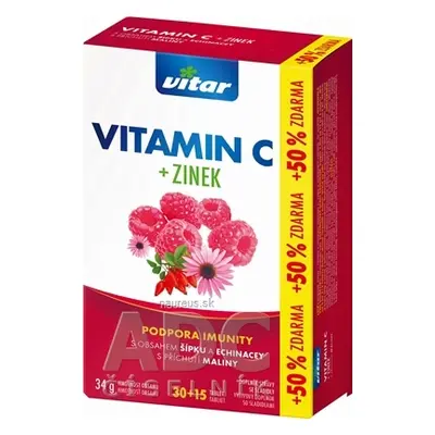 VITAR s.r.o. VITAR VITAMIN C + ZINEK, ECHINACEA A ŠIPKA tbl oro 30 + 15 (+50% zdarma), příchuť m