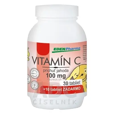 EDENPharma, s.r.o. EDENPharma VITAMIN C 100 mg příchuť jahoda tbl 30 + 10 zdarma (40 ks) 40 ks