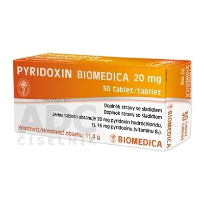 Biomedica, spol. s r.o. Pyridoxin BIOMEDICA 20 mg tbl 3x10 ks (30 ks) 3 x 10 ks