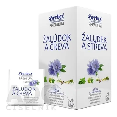 HERBEX spol. s r.o. HERBEX Premium ŽALUDEK A STŘEVA bylinná směs, čaj 20x1,5 g (30 g)