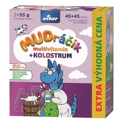 VITAR s.r.o. VITAR MUDráček multivitamin + kolostrum tbl, směs 3 příchutí 2x45 ks (90 ks)