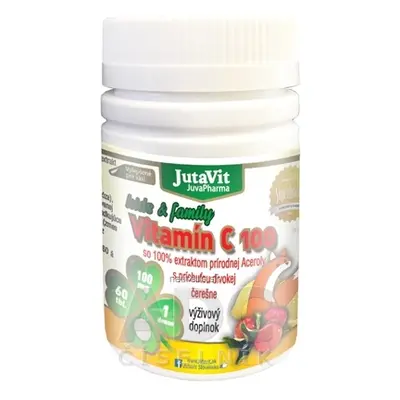 JuvaPharma Kft. JutaVit Vitamin C 100 mg kids & family tbl s extraktem Aceroly, s příchutí třešn