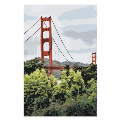 MALUJEŠ Malování podle čísel - SAN FRANCISCO - GOLDEN GATE BRIDGE Rozměr: 80x120 cm, Rámování: v