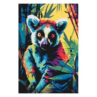 MALUJEŠ Malování podle čísel - BAREVNÝ LEMUR Rozměr: 80x120 cm, Rámování: vypnuté plátno na rám