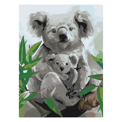 MALUJEŠ Malování podle čísel - KOALA S MLÁDĚTEM Rozměr: 40x50 cm, Rámování: vypnuté plátno na rá