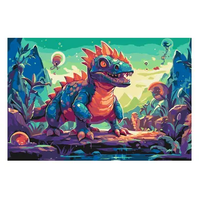 MALUJEŠ Malování podle čísel - DINOSAURUS Rozměr: 40x60 cm, Rámování: bez rámu a bez vypnutí plá