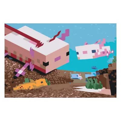 MALUJEŠ Malování podle čísel - MINECRAFT AXOLOTL Rozměr: 40x60 cm, Rámování: bez rámu a bez vypn