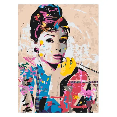 MALUJEŠ Malování podle čísel - AUDREY HEPBURN Rozměr: 80x100 cm, Rámování: bez rámu a bez vypnut