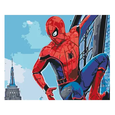 MALUJEŠ Malování podle čísel - SPIDERMAN VE MĚSTĚ Rozměr: 80x100 cm, Rámování: bez rámu a bez vy