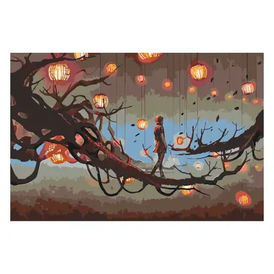 MALUJEŠ Malování podle čísel - VE SVĚTĚ LAMPIONŮ Rozměr: 60x80 cm, Rámování: bez rámu a bez vypn